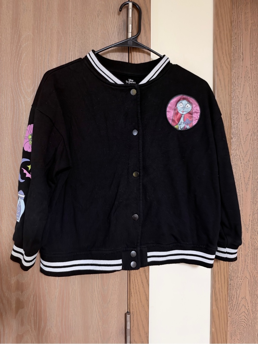 Disney Black Varsity Jacket with Pink Character Patch